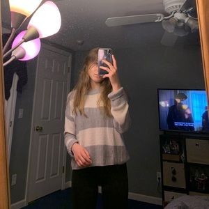 Grey and white stripped sweater